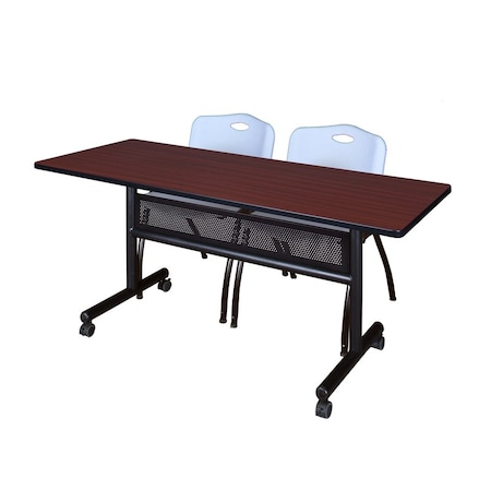 Kobe Rectangle FlipTop Table, 60" W, 29" H, Laminate Top, Mahogany MKFTM6024MH47GY